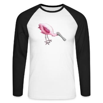 rosa Löffler - Unisex Baseballshirt langarm - Weiß/Schwarz - Vorne - Nik (191cm)