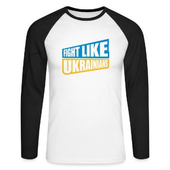 se battre comme citation des ukrainiens - T-shirt baseball manches longues Homme - blanc/noir - Devant - Nik (191cm)