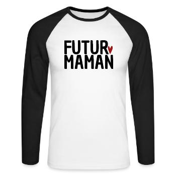 Futura mamma - Maglia da baseball a manica lunga da uomo - bianco/nero - Fronte - Nik (191cm)