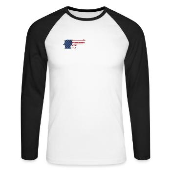 Dirty Politics Vintage Patriotic Designs T-Shirt - T-shirt baseball manches longues Homme - blanc/noir - Devant - Nik (191cm)