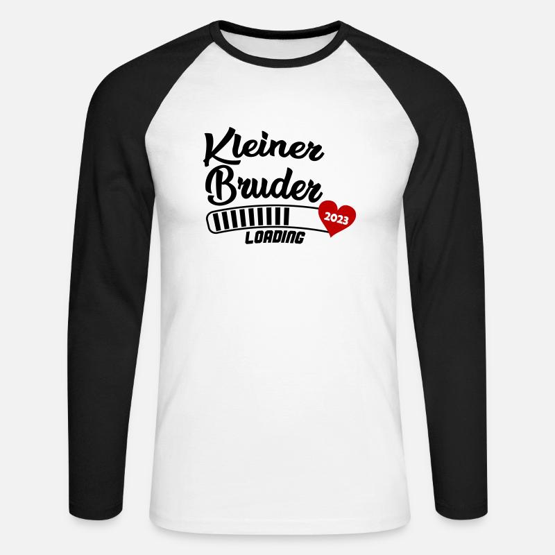 Kleiner Bruder Loading 2023 - Unisex Baseballshirt langarm - Weiß/Schwarz