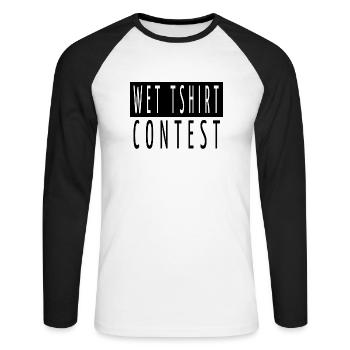 Black Pet Cat Butt Tshirts Cat Owner Gift Idea - Unisex Long Sleeve Baseball T-Shirt - white/black - Front - Nik (191cm)