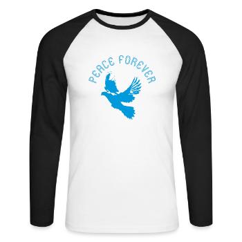 Pigeon Peace Forever - T-shirt baseball manches longues Homme - blanc/noir - Devant - Nik (191cm)