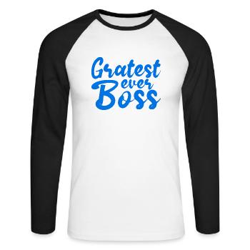 Gratest Ever Boss 4 - Unisex Baseballshirt langarm - Weiß/Schwarz - Vorne - Nik (191cm)