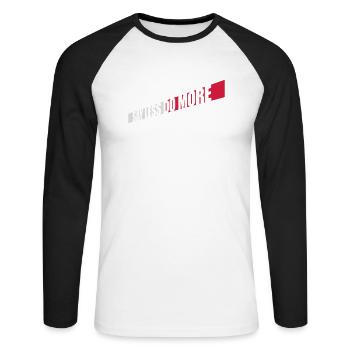 say less do more - Unisex Baseballshirt langarm - Weiß/Schwarz - Vorne - Nik (191cm)