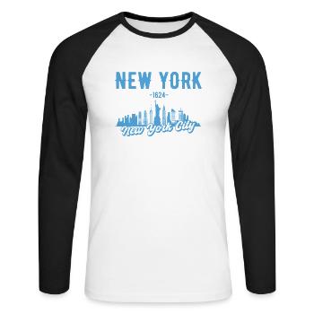 New York State Gift - Unisex Long Sleeve Baseball T-Shirt - white/black - Front - Nik (191cm)