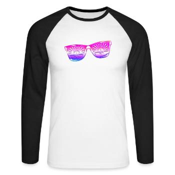 Sonnenbrille Sommer süß Happy Beach Ocean Surf - Unisex Baseballshirt langarm - Weiß/Schwarz - Vorne - Nik (191cm)