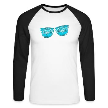 Lunettes de soleil été mignon happy beach ocean surf - T-shirt baseball manches longues Homme - blanc/noir - Devant - Nik (191cm)