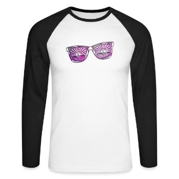 Lunettes de soleil été mignon happy beach ocean surf - T-shirt baseball manches longues Homme - blanc/noir - Devant - Nik (191cm)