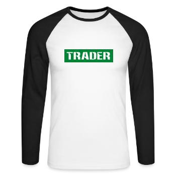 Trading de Bitcoin et d'actions cryptographiques - T-shirt baseball manches longues Homme - blanc/noir - Devant - Nik (191cm)