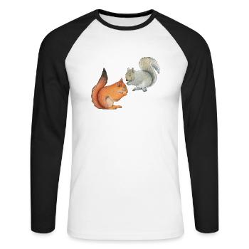 Funny squirrels - Unisex Long Sleeve Baseball T-Shirt - white/black - Front - Nik (191cm)