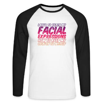 How To Keep My Opinion To Myself 3 - Unisex Baseballshirt langarm - Weiß/Schwarz - Vorne - Nik (191cm)