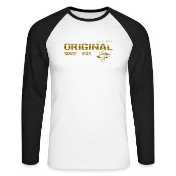 Original depuis 1983 - T-shirt baseball manches longues Homme - blanc/noir - Devant - Nik (191cm)