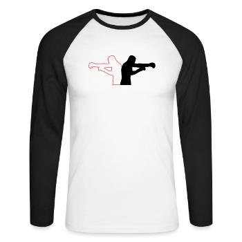 Boxe - T-shirt baseball manches longues Homme - blanc/noir - Devant - Nik (191cm)