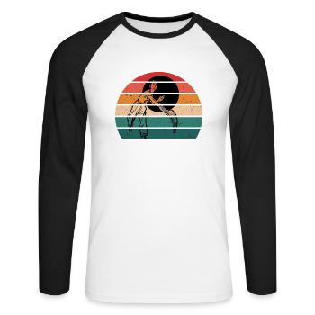 Pelote Basque | Pelote Basque rétro vintage - T-shirt baseball manches longues Homme - blanc/noir - Devant - Nik (191cm)