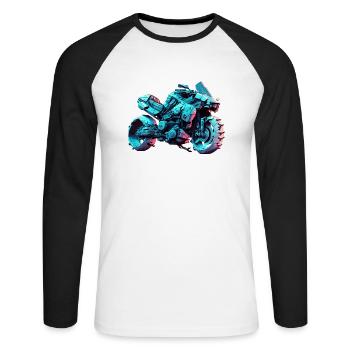 La saison moto du futur aujourd’hui - T-shirt baseball manches longues Homme - blanc/noir - Devant - Nik (191cm)