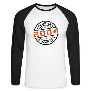Année de naissance Anniversaire Né en - Fabriqué en 2004 - T-shirt baseball manches longues Homme - blanc/noir - Devant - Nik (191cm)