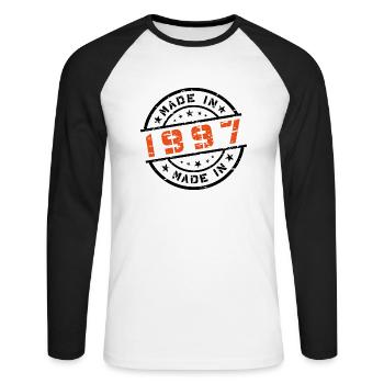 Année de naissance Anniversaire Né en - Fabriqué en 1997 - T-shirt baseball manches longues Homme - blanc/noir - Devant - Nik (191cm)