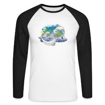 Delphine - Unisex Baseballshirt langarm - Weiß/Schwarz - Vorne - Nik (191cm)