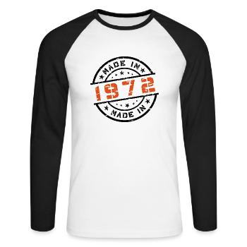 Année de naissance Anniversaire Né en - Fabriqué en 1972 - T-shirt baseball manches longues Homme - blanc/noir - Devant - Nik (191cm)