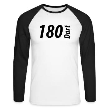 dart 180, darten - Unisex Baseballshirt langarm - Weiß/Schwarz - Vorne - Nik (191cm)