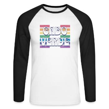 Cabo Verde LGBTQ - T-shirt baseball manches longues Homme - blanc/noir - Devant - Nik (191cm)