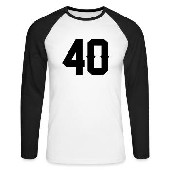 40 - Unisex Long Sleeve Baseball T-Shirt - white/black - Front - Nik (191cm)
