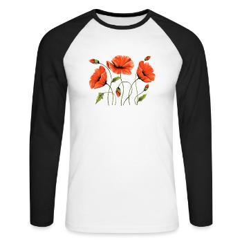 Fleur - T-shirt baseball manches longues Homme - blanc/noir - Devant - Nik (191cm)