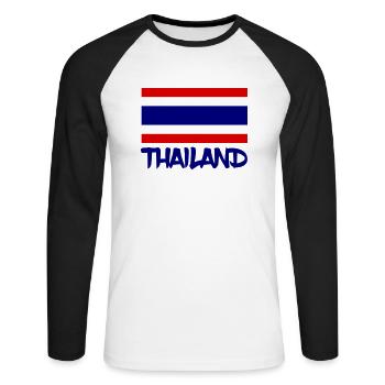 Thaïlande - T-shirt baseball manches longues Homme - blanc/noir - Devant - Nik (191cm)
