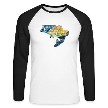 Pêche Pêche Pêcheurs Pêche Hameçons - T-shirt baseball manches longues Homme - blanc/noir - Devant - Nik (191cm)