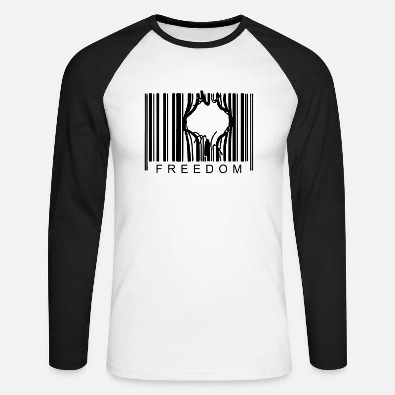 FREIHEITS-BARCODE - Unisex Baseballshirt langarm - Weiß/Schwarz