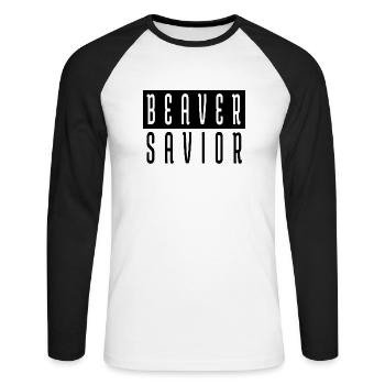 Gift Funny Quote Happy Funny Awesome - Unisex Long Sleeve Baseball T-Shirt - white/black - Front - Nik (191cm)