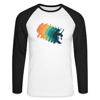 Retro-Tanz - Unisex Baseballshirt langarm - Weiß/Schwarz - Vorne - Nik (191cm)