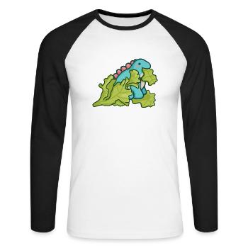 hugadino salad dino, cute dinosaur - Unisex Long Sleeve Baseball T-Shirt - white/black - Front - Nik (191cm)