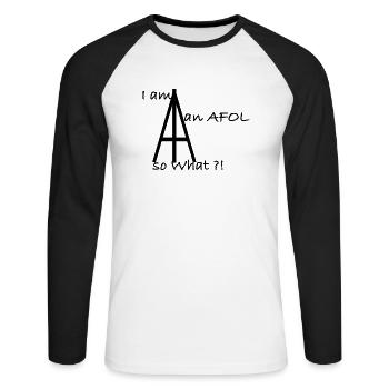 afol - Unisex Baseballshirt langarm - Weiß/Schwarz - Vorne - Nik (191cm)