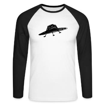 UFO - Unisex Baseballshirt langarm - Weiß/Schwarz - Vorne - Nik (191cm)