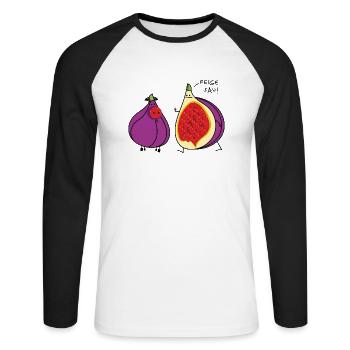 Lustige Feige Sau - Unisex Baseballshirt langarm - Weiß/Schwarz - Vorne - Nik (191cm)