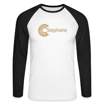 Pour Stéphane - T-shirt baseball manches longues Homme - blanc/noir - Devant - Nik (191cm)