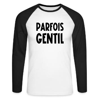 parfois gentil - T-shirt baseball manches longues Homme - blanc/noir - Devant - Nik (191cm)