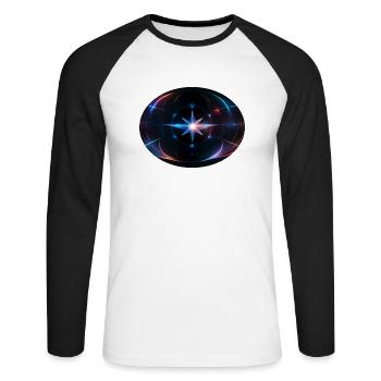 Supernova n°4 par Cora.Art - T-shirt baseball manches longues Homme - blanc/noir - Devant - Nik (191cm)