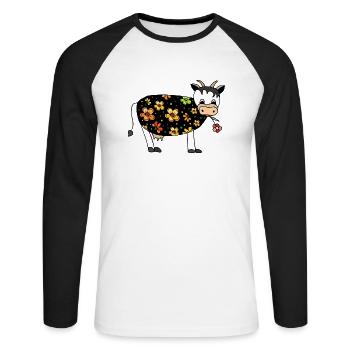 Cow - Unisex Long Sleeve Baseball T-Shirt - white/black - Front - Nik (191cm)