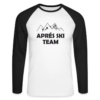 Équipe d’après-ski - T-shirt baseball manches longues Homme - blanc/noir - Devant - Nik (191cm)