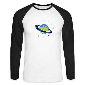 planet 02 - Unisex Baseballshirt langarm - Weiß/Schwarz - Vorne - Nik (191cm)