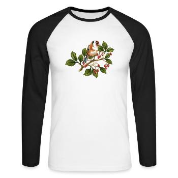 Oiseau coloré - T-shirt baseball manches longues Homme - blanc/noir - Devant - Nik (191cm)