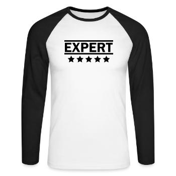 EXPERT - Unisex Long Sleeve Baseball T-Shirt - white/black - Front - Nik (191cm)