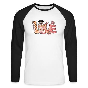 Australian Shephard Dog Coffee Lover Valentines Da - Unisex Long Sleeve Baseball T-Shirt - white/black - Front - Nik (191cm)