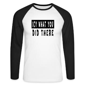 present awkward fun beard gang dinosaurs - Unisex Long Sleeve Baseball T-Shirt - white/black - Front - Nik (191cm)