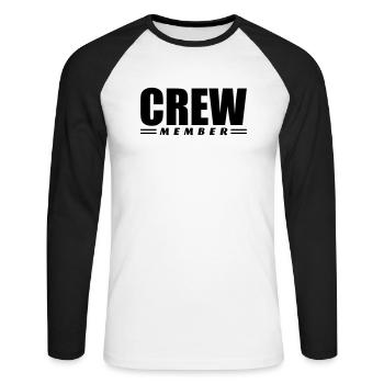 Membre d’équipage - T-shirt baseball manches longues Homme - blanc/noir - Devant - Nik (191cm)