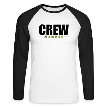 Membre d’équipage - T-shirt baseball manches longues Homme - blanc/noir - Devant - Nik (191cm)