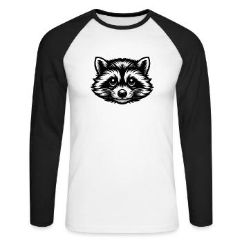 Raton laveur - T-shirt baseball manches longues Homme - blanc/noir - Devant - Nik (191cm)